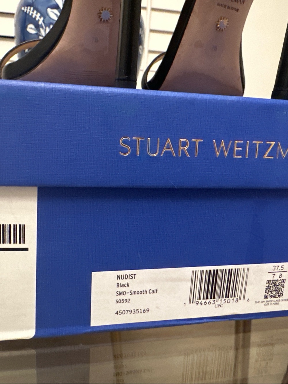 Stuart Weitzman Nudist Sandals - Black Smooth Calf - 37.5 / 7B - Like New - Picture 5 of 10